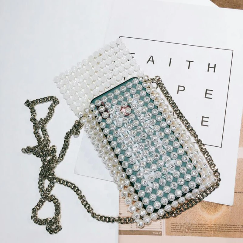 Женская сумка через плечо с белым бриллиантом ручная работа для телефона