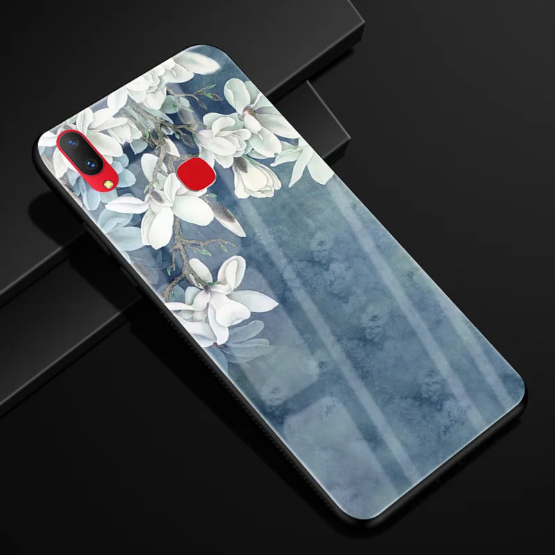 Чехол для Vivo Y91, Y95, закаленное стекло, чехол с рисунком, черный, TPU, бампер, чехол для Vivo Y95, Vivo Y91, чехол для телефона, стекло, Y 91