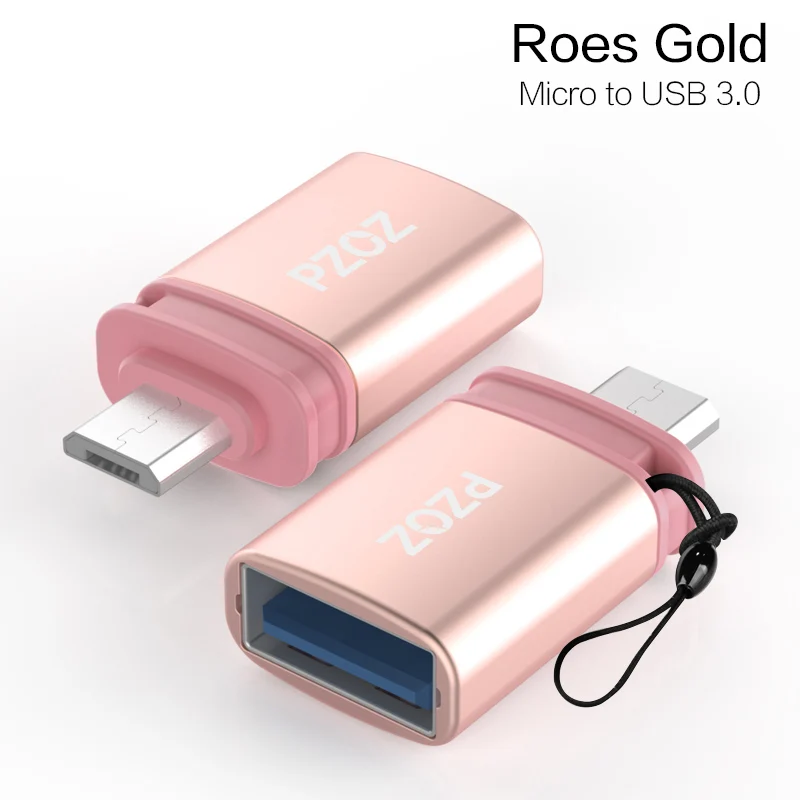 PZOZ OTG type C к usb c 3,0 к Micro для iphone Macbook Google xiaomi phone Tablet зарядный кабель для передачи данных type-c usb otg адаптер - Цвет: Micro Rose gold