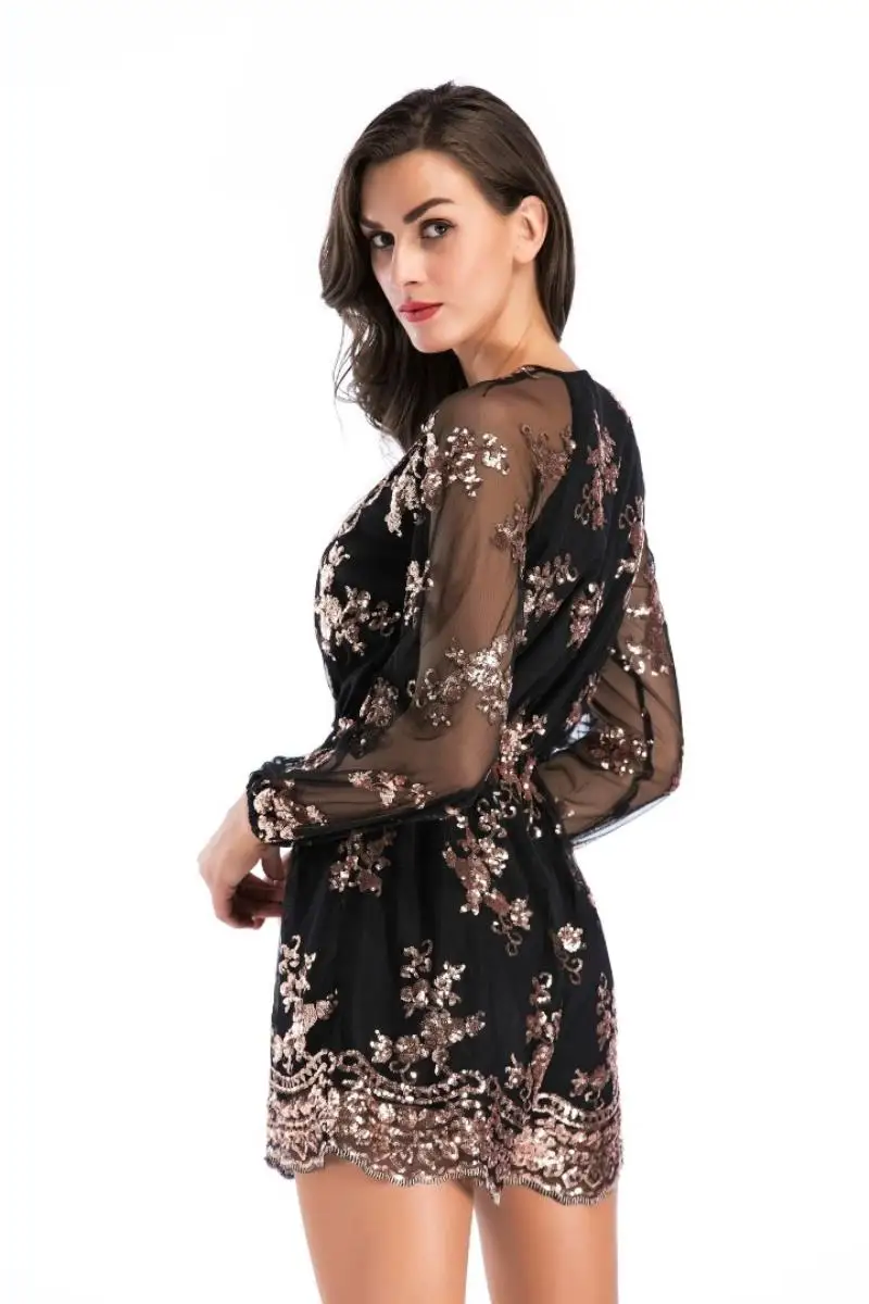 Новинка летний сексуальный комбинезон с блестками и v образным вырезом длинным