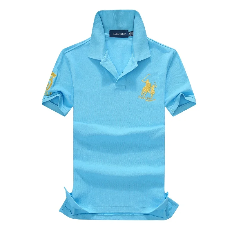Skyblue Мужская рубашка поло с вышивкой, бренд Golf Eden Park, топы, высокое качество, однотонный цвет, хлопок, короткий рукав, поло, европейский размер S-2XL; YA274 - Цвет: Skyblue