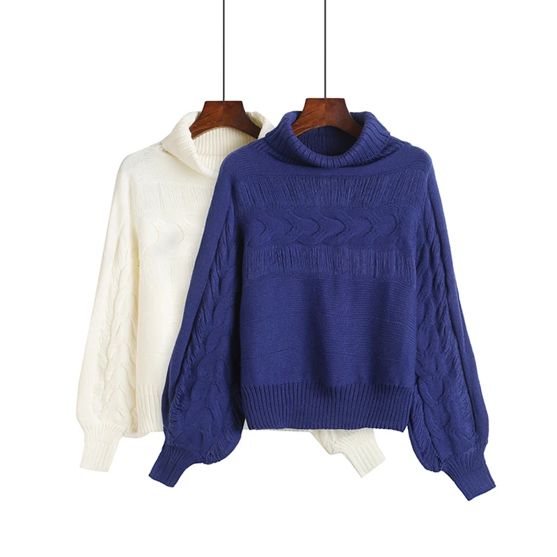BGTEEVER Turtleneck Knitted Pullovers Lantern Sleeve Women Twist Sweater Casual Loose 2018 Autumn Winter Female Jumper | Женская одежда