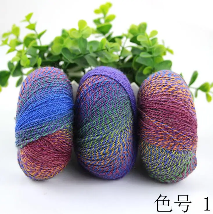 2 шт. Радужная шерстяная пряжа для ручного вязания Женский вязаный свитер шарф