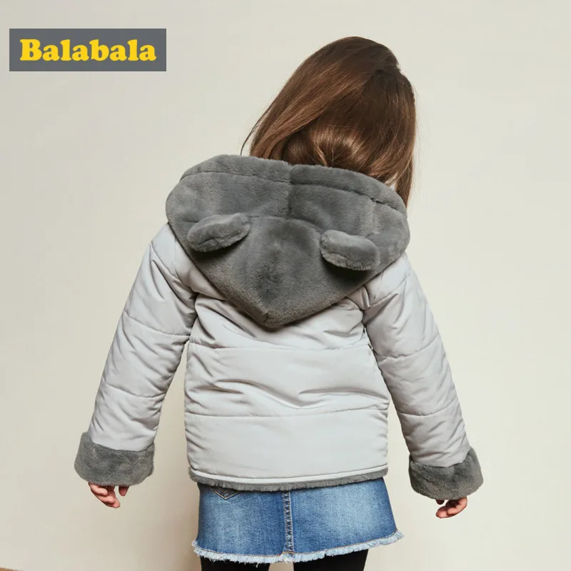 Balabala/куртка с капюшоном на флисовой подкладке для маленьких девочек; детская стеганая куртка с флисовым капюшоном и карманами на кнопках