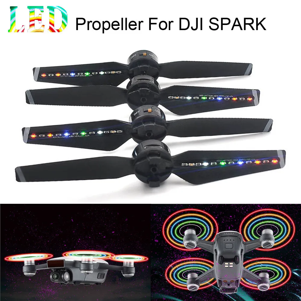 2 пары Spark светодиодный флеш-Дрон Pro пропеллеры лезвия реквизит перезаряжаемый Дрон Замена для DJI Spark Дрон 6J11 Прямая поставка