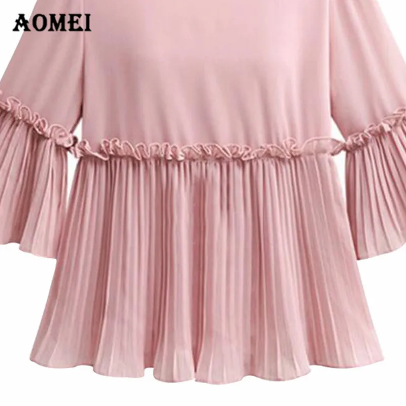 Блузка женская розовая с рукавом колокольчиком большого размера 4XL|blouse fashion|fashion