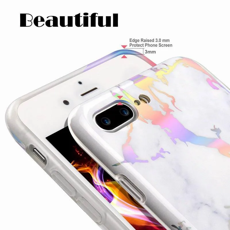 Голографический Роскошный Мраморный чехол для телефона Apple iphone 7 plus 8 Plus TPU мягкий |