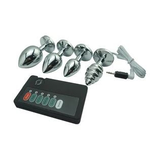 Электрическая Медицинская терапия Маленький Средний Большой размер металлическая нить Анальная пробка электрическая силовая коробка массажер простаты секс-игрушки