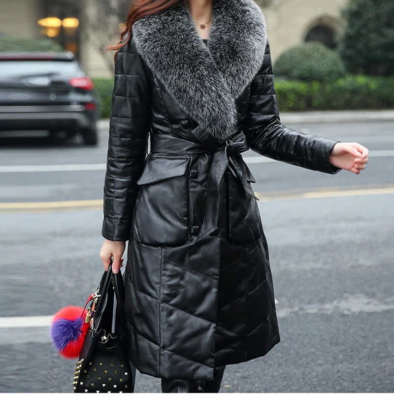 2020 высококачественный пуховик с воротником из натурального Лисьего меха зимняя