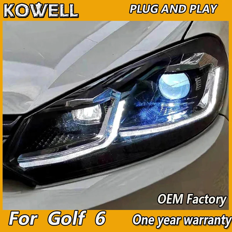 KOWELL автомобильный Стайлинг для VW Golf 6 фары 2009 2013 светодиодный ные MK6 ДХО