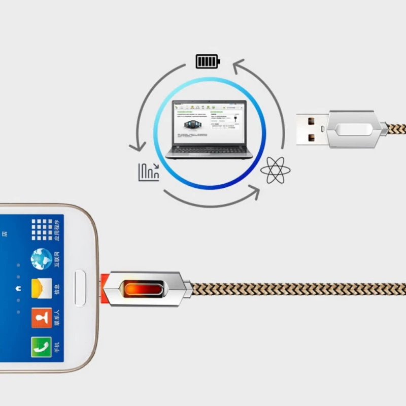 Нейлоновый 100 см светодиодный кабель Micro USB для быстрой зарядки и синхронизации из