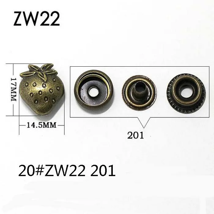 20 ZW22 201 4in один оснастки крепежные элементы прес кнопка с зубчатыми выступами винтажный металлический цветок заклепки в форме фруктов для ручная работа по шитью чехол для телефона с функцией кошелька и сумочки с замочком кофта, комплект из 2 вещей - Цвет: 20 ZW22 201