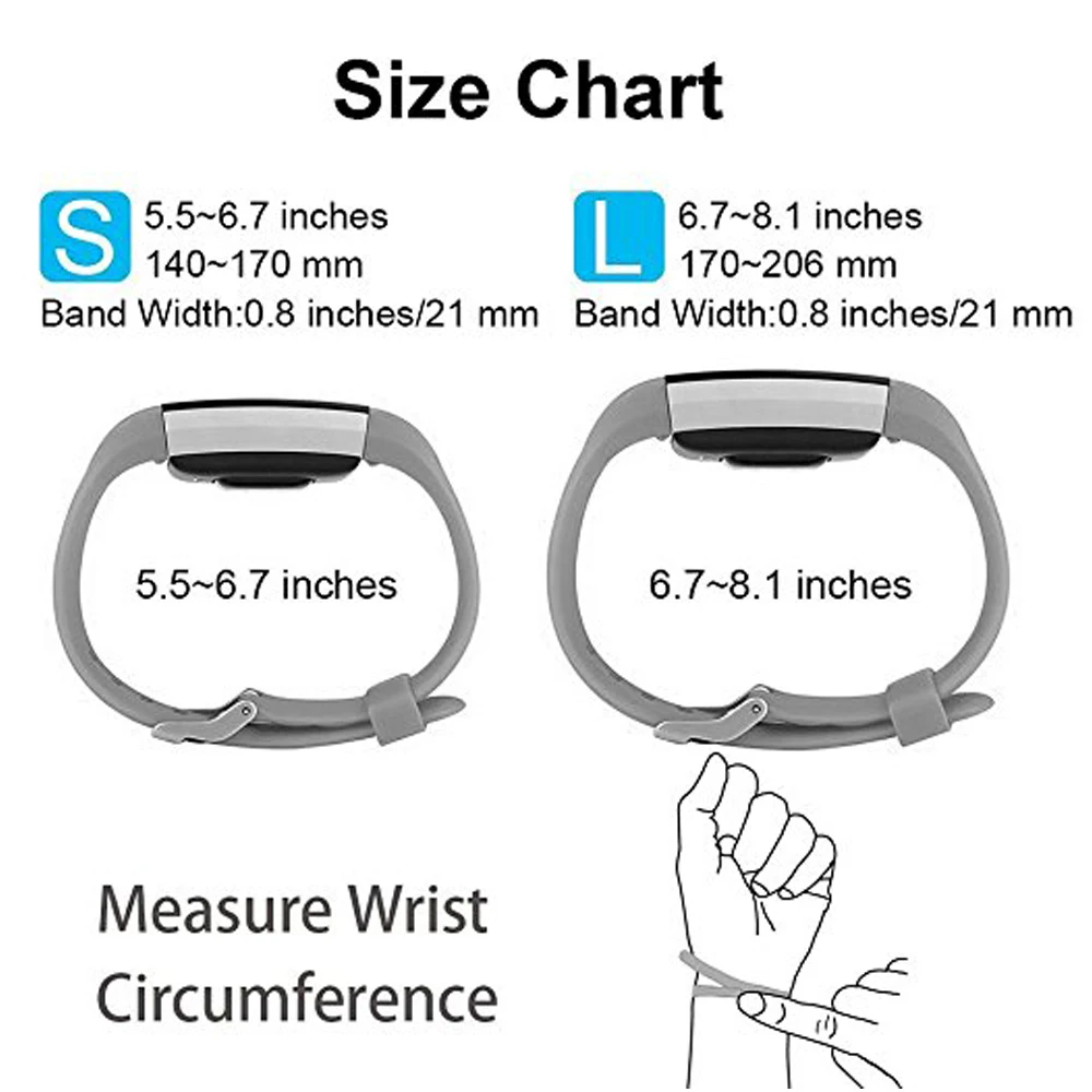Силиконовый ремешок для Fitbit Charge 2, сменный ремешок, 15 цветов, маленький/большой размер, спортивный браслет для Fitbit Charge 2, ремешок для часов