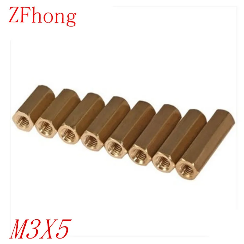 

100PCS M3 Brass Hex Standoff M3 x 5 M3*5 Female to female Brass spacer standoff