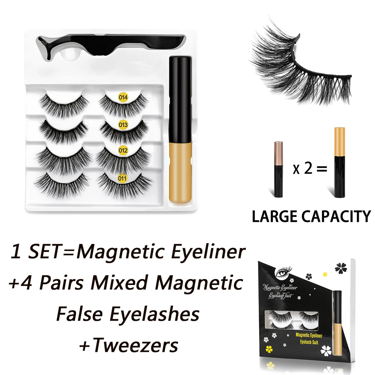 4 пары накладные ресницы на магнитах и магнитной подводке для глаз набор пинцетов