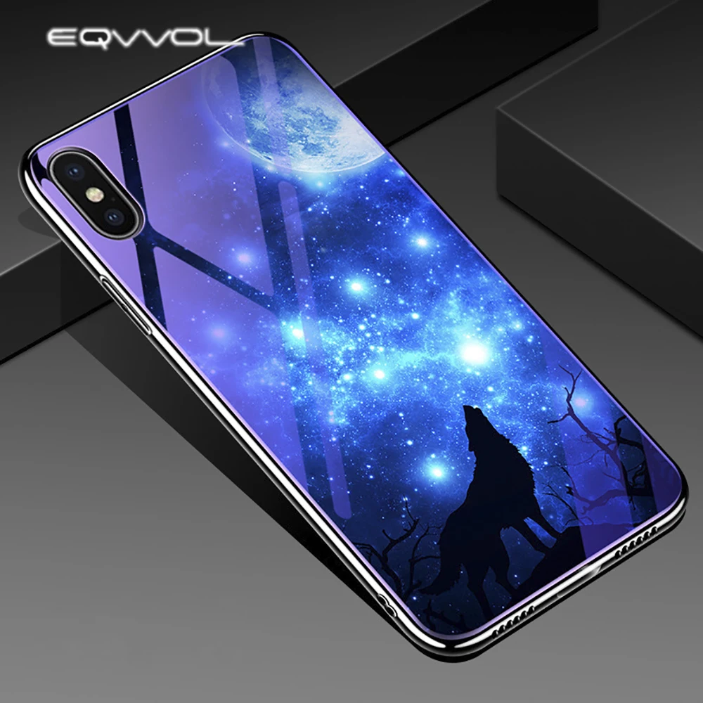 Eqvvol закаленное Стекло чехол для iPhone X 8 7 6 S Plus чехлы покрытие синего света