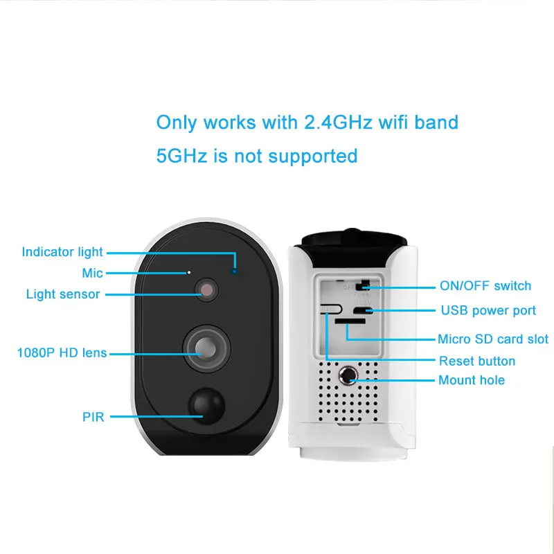 Wi-Fi IP Камера Перезаряжаемые Батарея питание HD 960 P 104 градусов широкий угол обзора