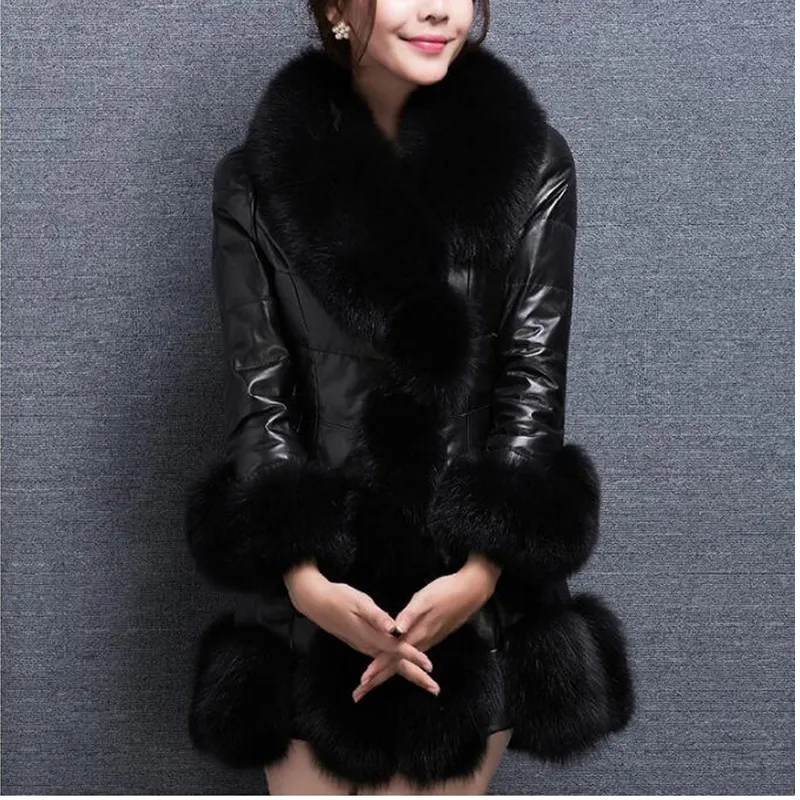 SexeMara 2017 новая модная куртка из искусственной кожи с воротником искусственного