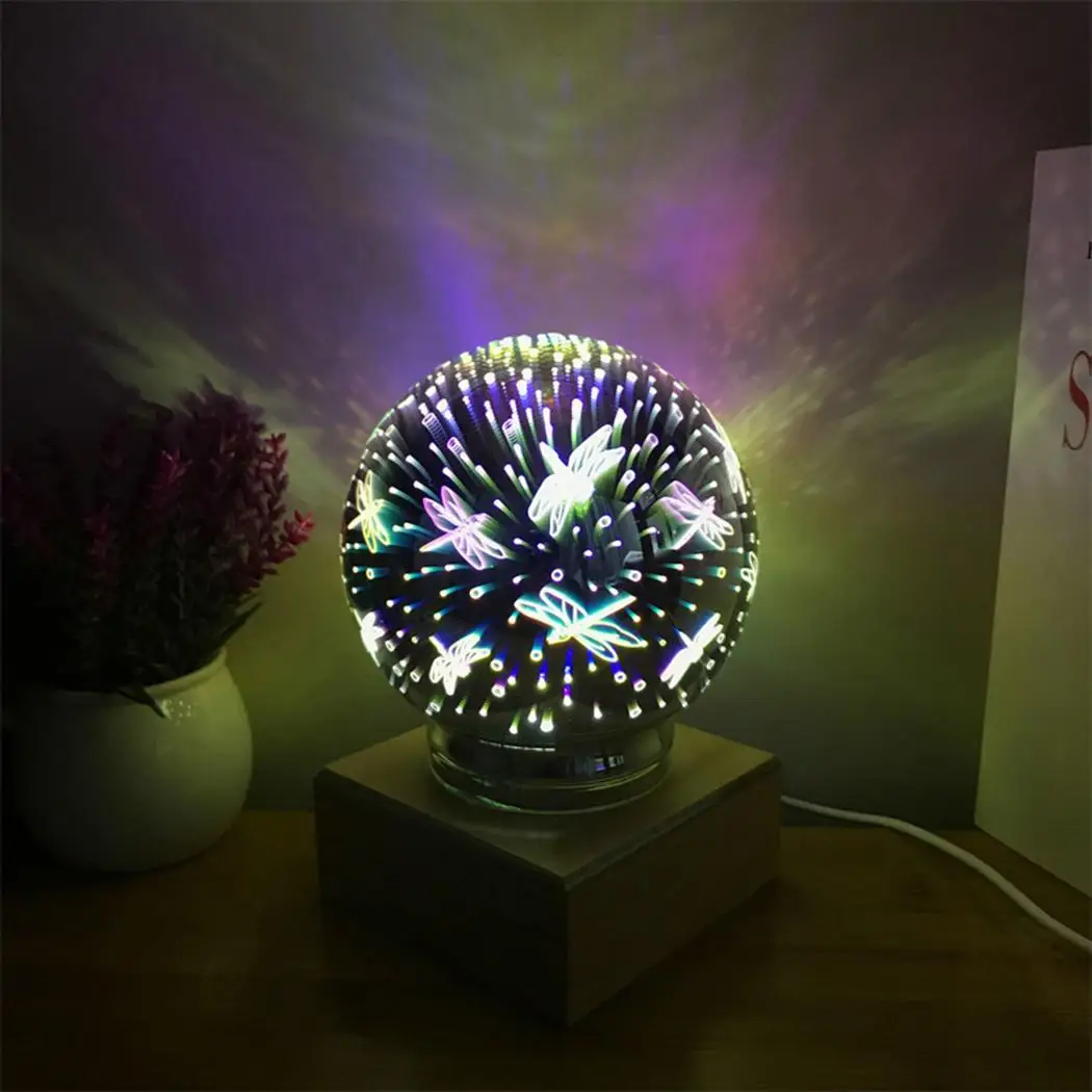 Creative 3D Glass Cover LED Night 5V Round Light Star Butterfly Desk 3W Lamp Home USB Decor As Picture | Лампы и освещение