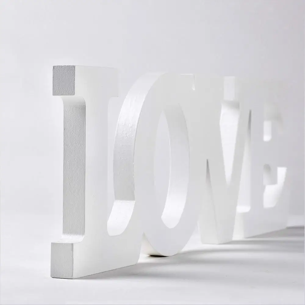 Высокое качество деревянный белый любовь письмо декоративное украшение спрей