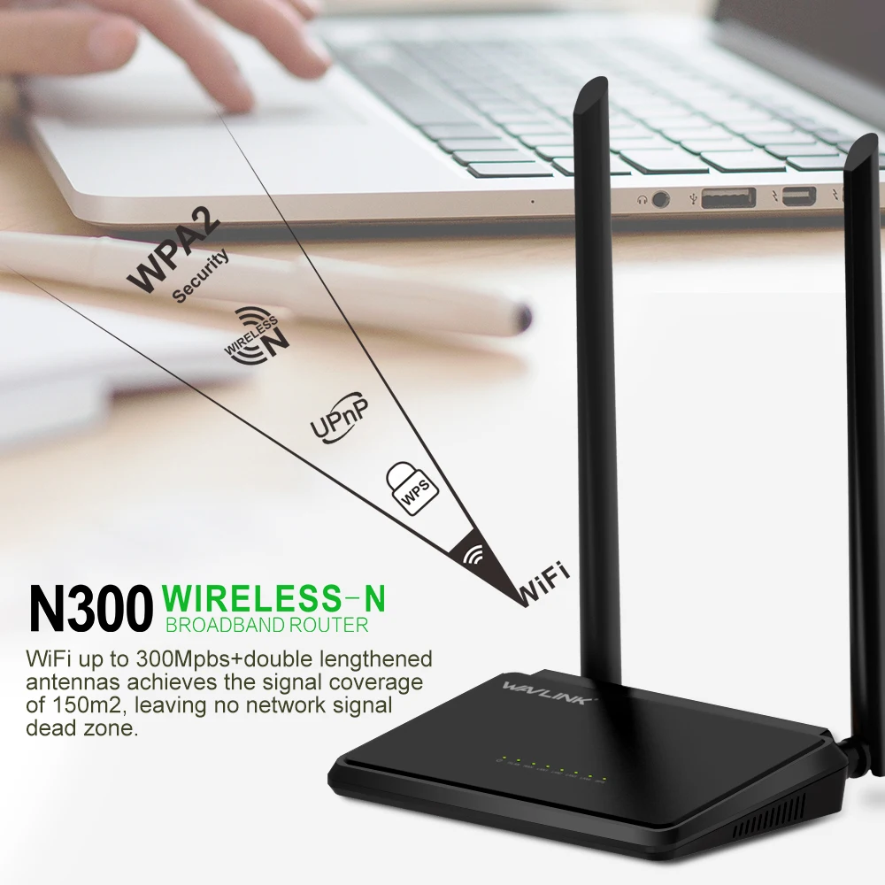 Wavlink N300 300 Мбит мини дома Беспроводной Wi Fi роутера 5dBi 2 4 г внешних антенн Кнопка WPS