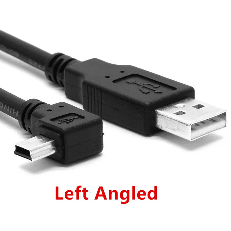 Left USB 2,0 штекер для мини-usb B Тип 5pin 90 градусов вверх и вниз и влево и вправо Угловой Мужской кабель для передачи данных 0,25 м/0,5 м/1,8 м/5 м - Цвет: Left