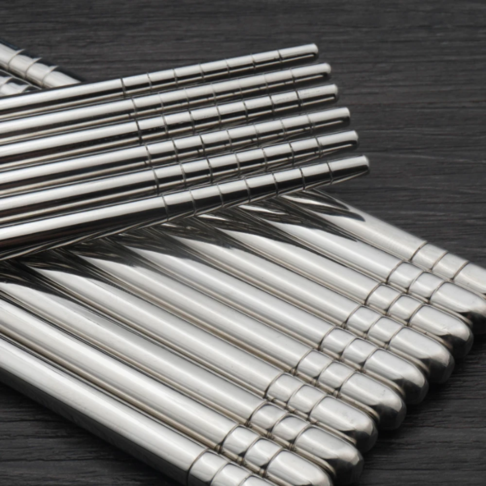 

Tableware Chinese chopsticks Stainless steel good feeling to hold it you can buy 6 pairs stainless chopsticks chopstick rest