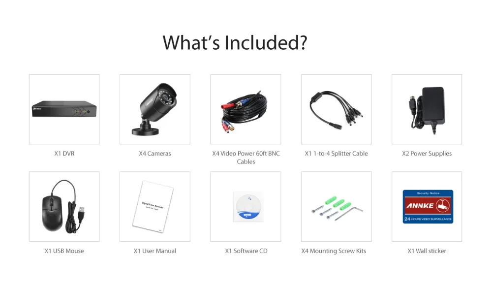 ANNKE 4CH 1080P охранная видео CCTV система 5в1 1080N H.264+ DVR с 4X HD TVI Смарт ИК Пуля Всепогодная камера наблюдения