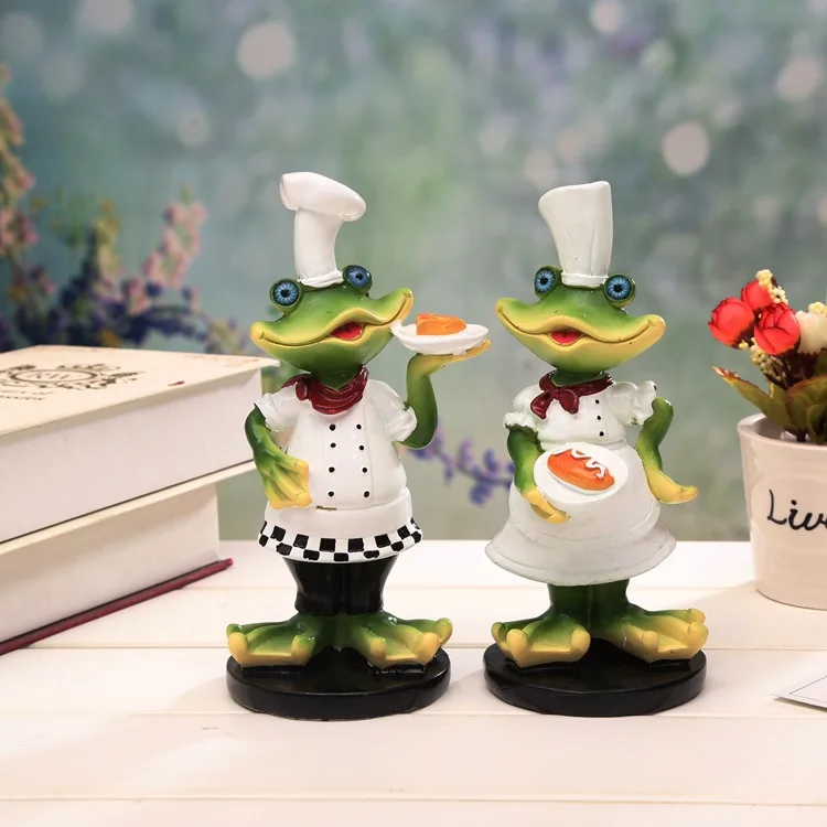 Creative Resin Frog Chef Figurines Ornaments Cute Crafts TV Cabinet Decor Home Decoration Accessories Birthday Gifts | Дом и сад