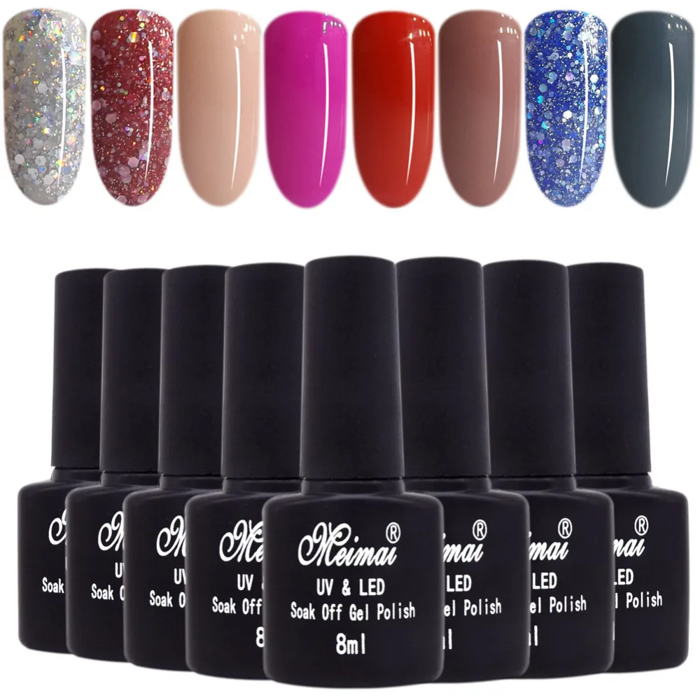 Набор маникюрных ногтей набор гель лаков 8 цветов УФ Гель лак 36 Вт Светодиодная