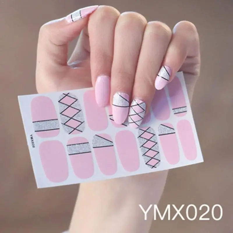 YMX020 1 шт красота ногтей наклейки s полное покрытие наклейки Обертывания украшения DIY маникюр слайдер винил для ногтей клей наклейки для ногтей - Цвет: YMX020
