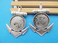 100pcs antique silverantique bronze anchor base setting pendant charmfinding20mm cabochoncameo tray bezeldiy accessory