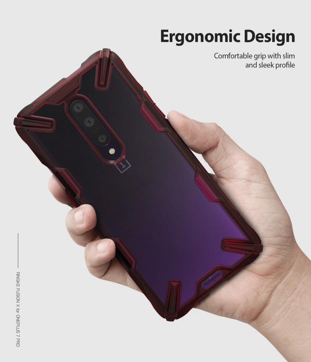 Чехол Ringke Fusion X для Oneplus 7 Pro, двойной слой, прозрачная задняя крышка из поликарбоната, мягкая рамка из ТПУ, гибридная сверхмощная защита от падения