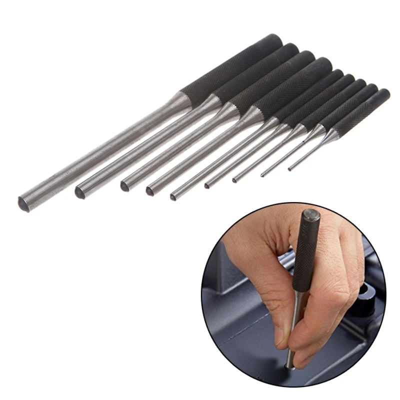 

9Pcs Durable Steel Roll Pin Punch Set Tool Kit For Removing Pins Professional