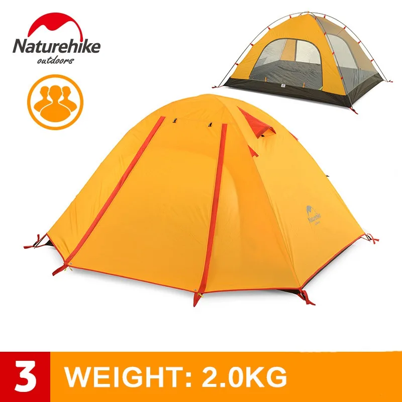 NatureHike 3-4 человек кемпинг палатка двухслойный алюминиевый стержень 3 сезона Открытый Туризм Путешествия играть непромокаемый тент - Цвет: P3 Orange