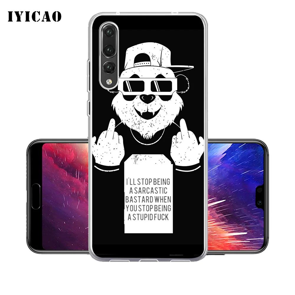 IYICAO funny cartoon panda Soft Silicone Phone Case for Huawei P30 P20 Pro P10 P9 P8 Lite P Smart TPU Cover | Мобильные телефоны и