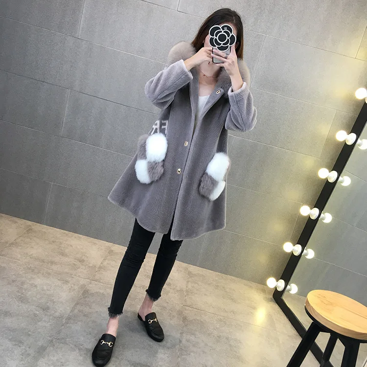 Newest Arrival Women Slim Full Pelt Hooded Faux Lamb Fur Coat Covered Button Thick Warm Outerwear SHD-035 | Женская одежда