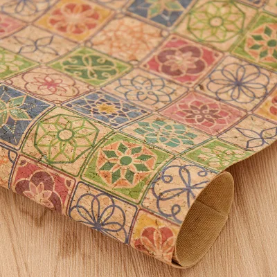 Retro Patchwork A4 Printed Soft Cork Fabric For DIY Garment Bag Needlework Handmade Craft DIY Supplies - Color: 06