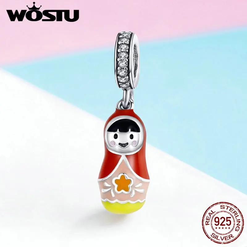 WOSTU русские куклы талисманы бусины из стерлингового серебра 925 подходят браслет ожерелье и кулон Экзотический стиль ювелирных изделий FIC1134