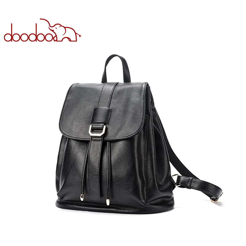 

DOODOO Fashion Teen Backpack Women Bag Pu Leather Backpacks Travel Multifunctional School Bags 2018 Two Style Large Back Pack
