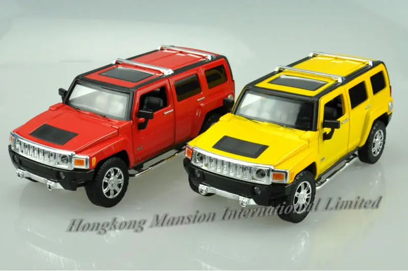 1:24 Масштаб металла литья под давлением роскошная модель автомобиля SUV для Hummer H3 коллекция класса кросс-кантри внедорожный автомобиль игрушки звуковой светильник