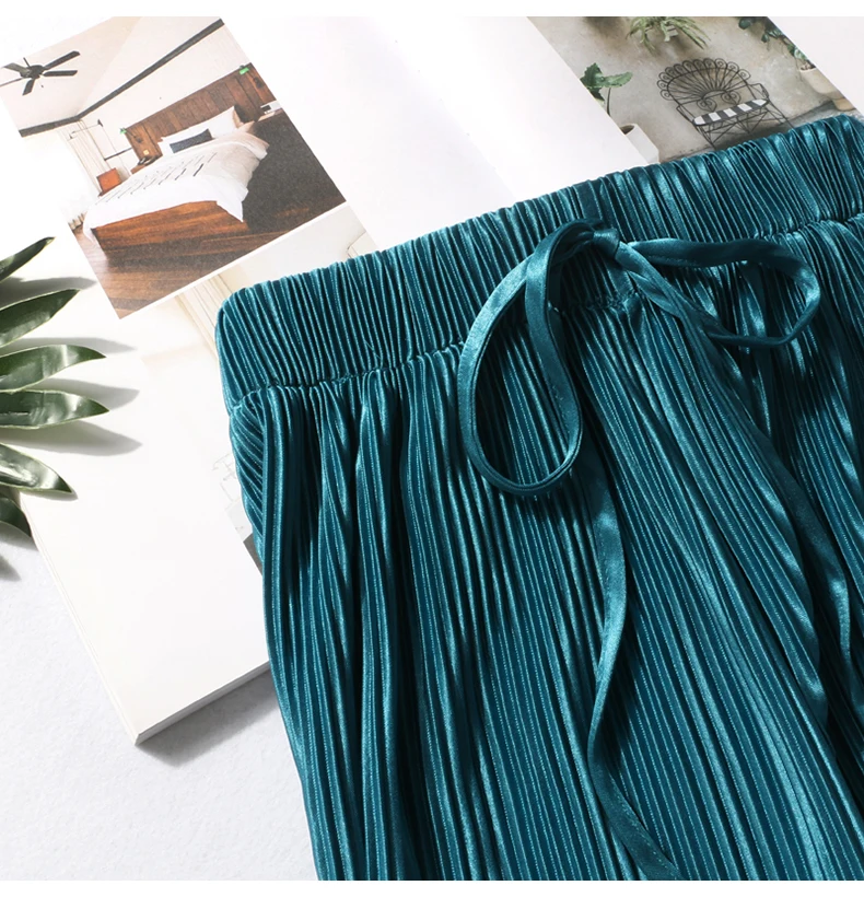 Модные плиссированные брюки с широкими штанинами женские летние новые свободные