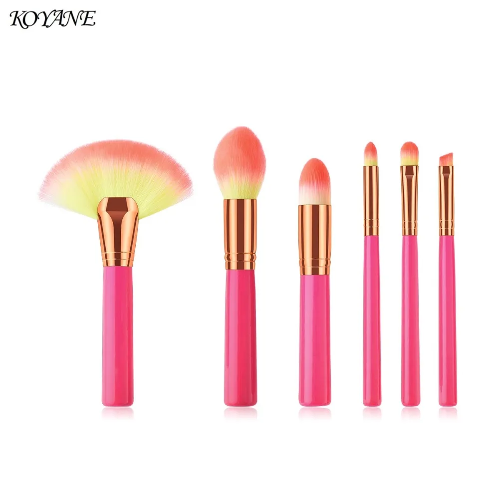 6 Pc Professional Fan Shape Makeup Brush Blending Highlighter Contour Face Loose Powder Cosmetics high quality cosmetics | Красота и
