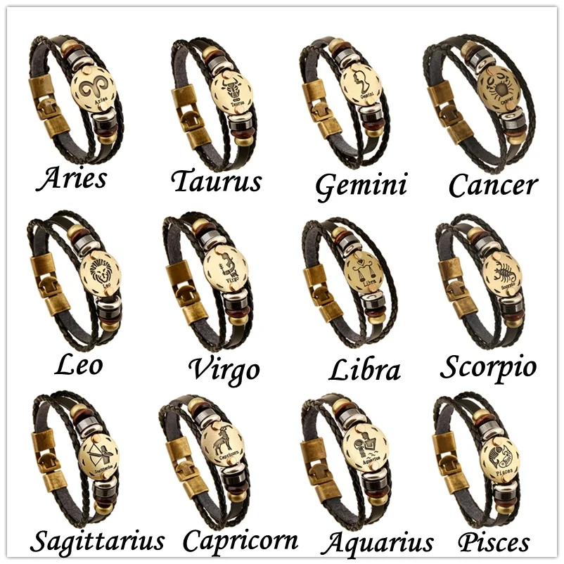 12 знаков зодиака винтажный Бронзовый модный шарм ручной работы ювелирные