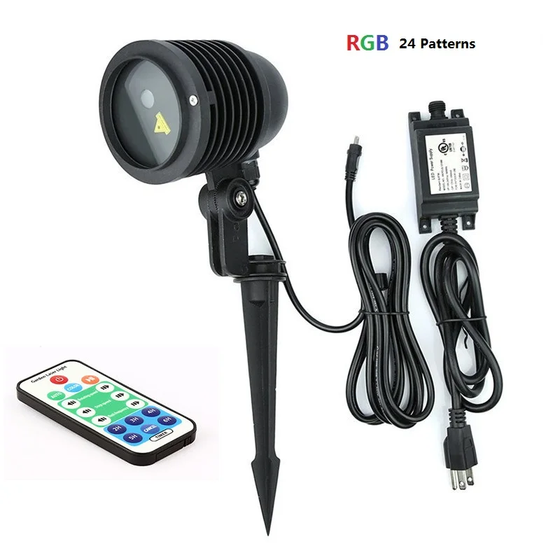 Лучший лазерный проектор RGB 24 больших узора на открытом воздухе, водонепроницаемый IP68 освещение сада на Рождество, ландшафтное освещение на Рождество.