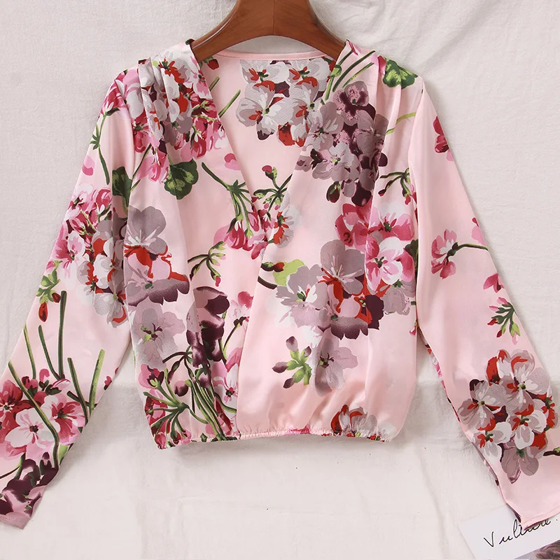 Модная сексуальная блуза с v образным вырезом 2019 Boho цветочным принтом Blusas Femininas