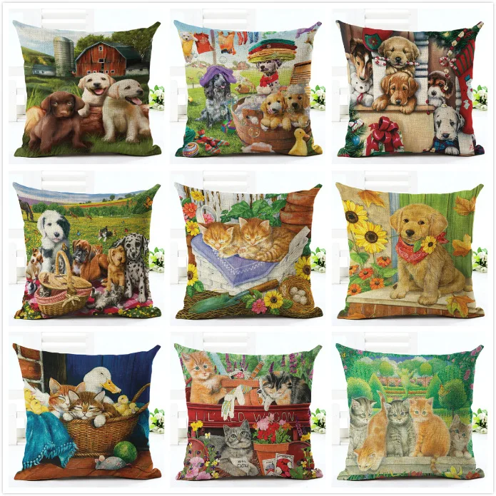 Мультфильм милый собака украшения диванных подушек Cojines Decorativos Para диван 45x45 см