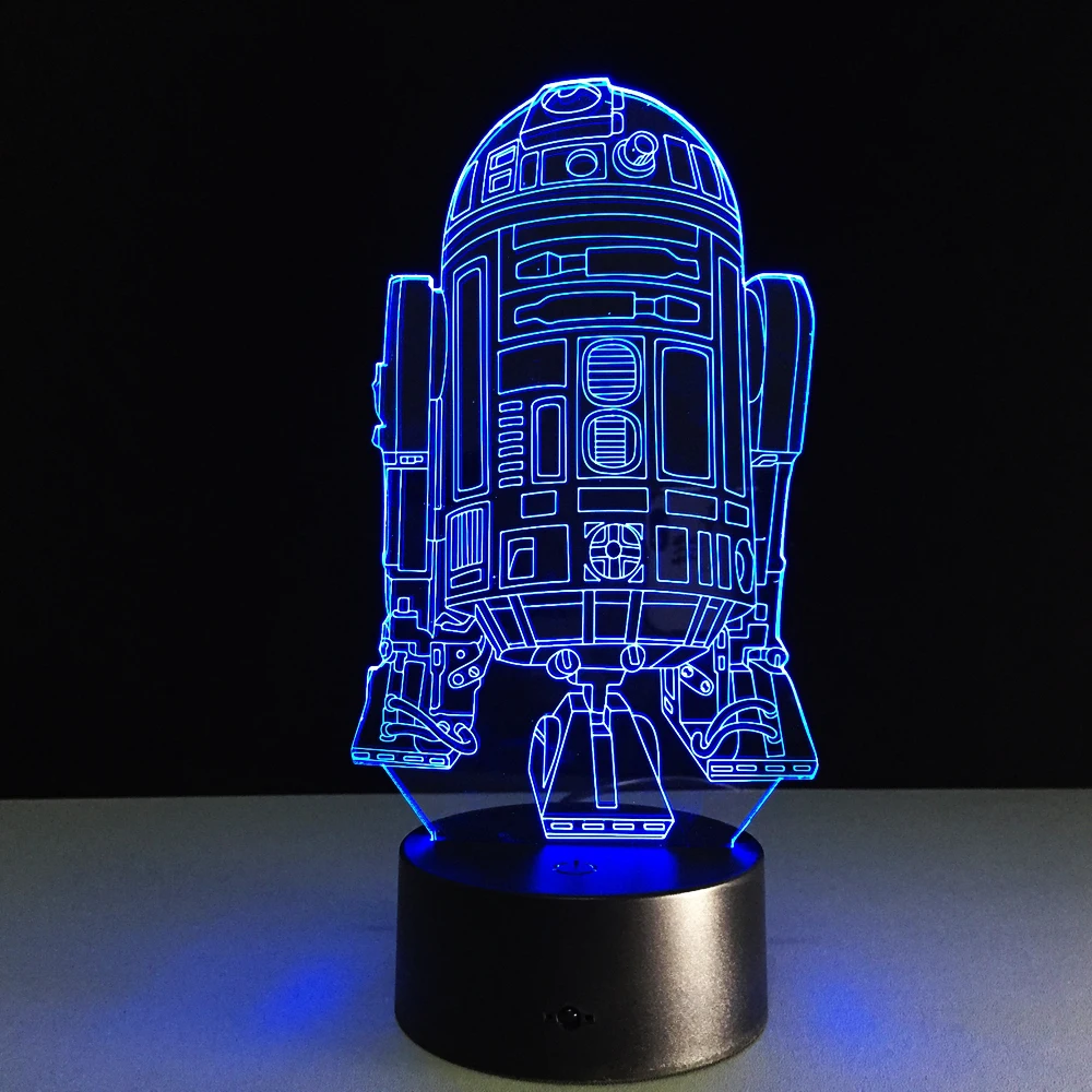 Крутой робот R2D2 новинка 3D светильник светодиодный прикроватная лампа настольная