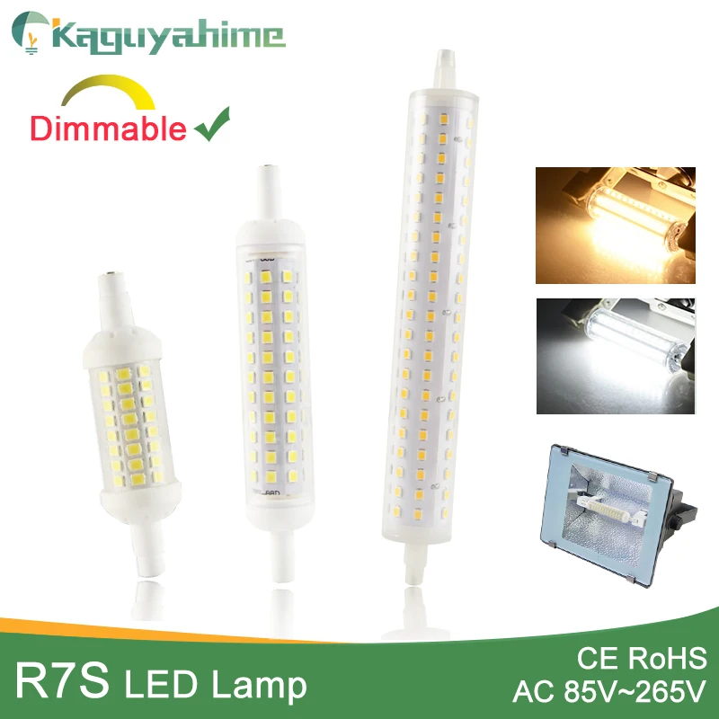 Kaguyahime R7S J78 J118 J135 AC 220V Светодиодные лампы Диммируемый стеклянный трубка 78 мм 118 мм 135 мм Заменить галогенная лампа-прожектор точечный светильник