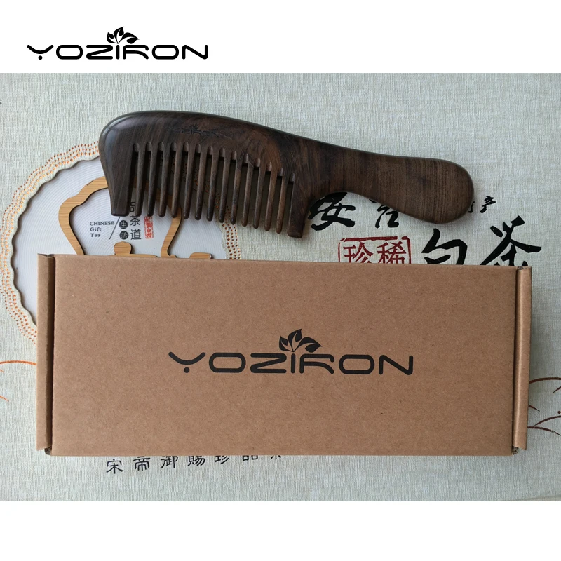 YOZIRON высокое качество широкий зуб Бутик волос деревянные расчески драгоценный